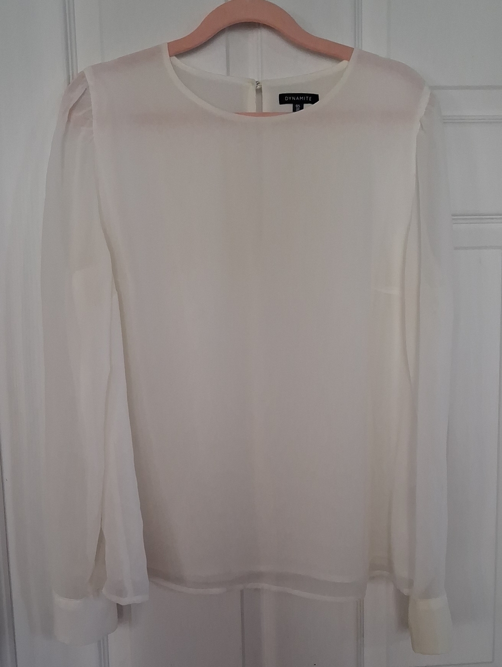 Dynamite Sheer Long-Sleeve Blouse in Ivory